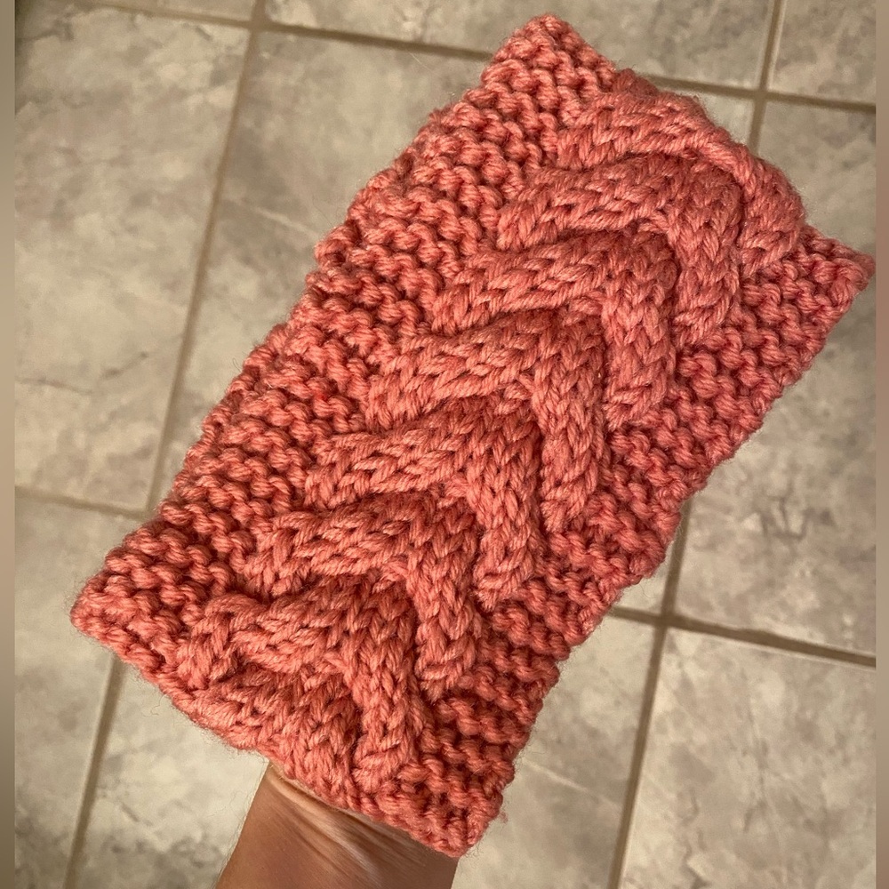 Knitted winter headband Rose